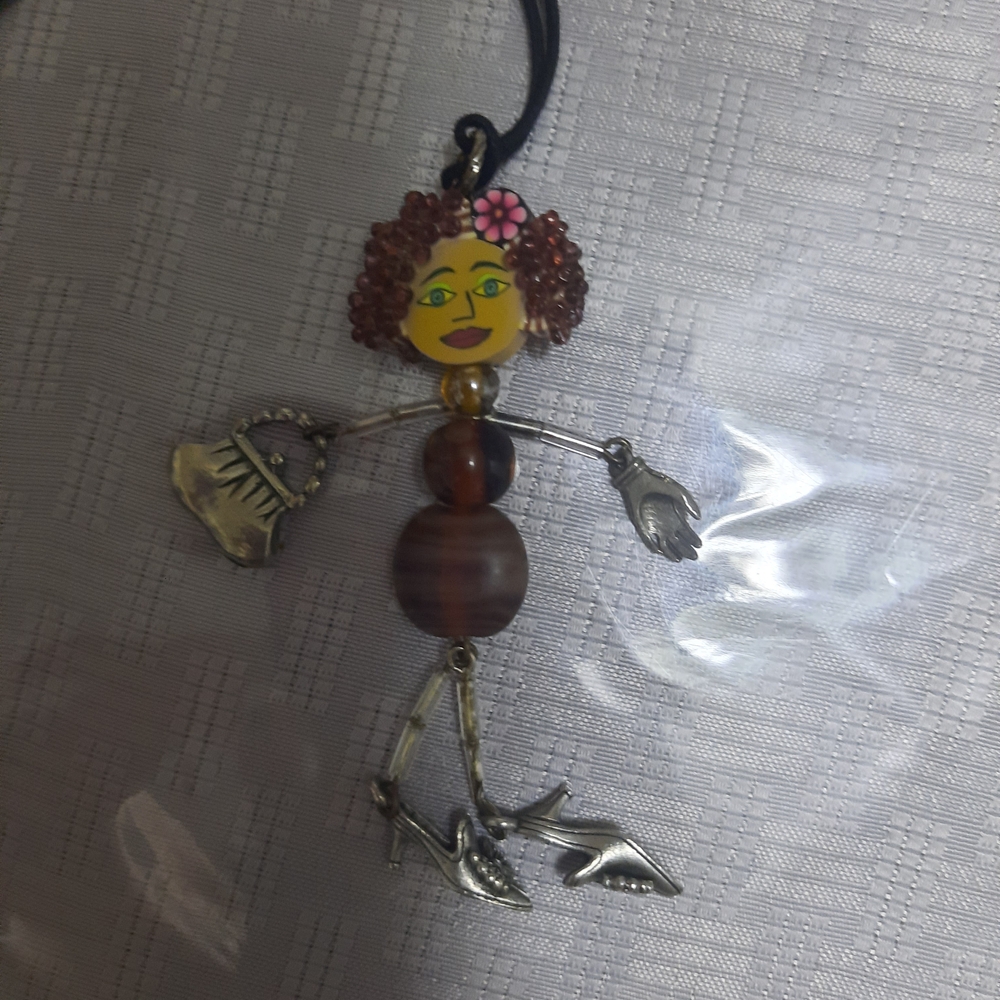 Charming Silver and Brown Beaded Pendant Necklace